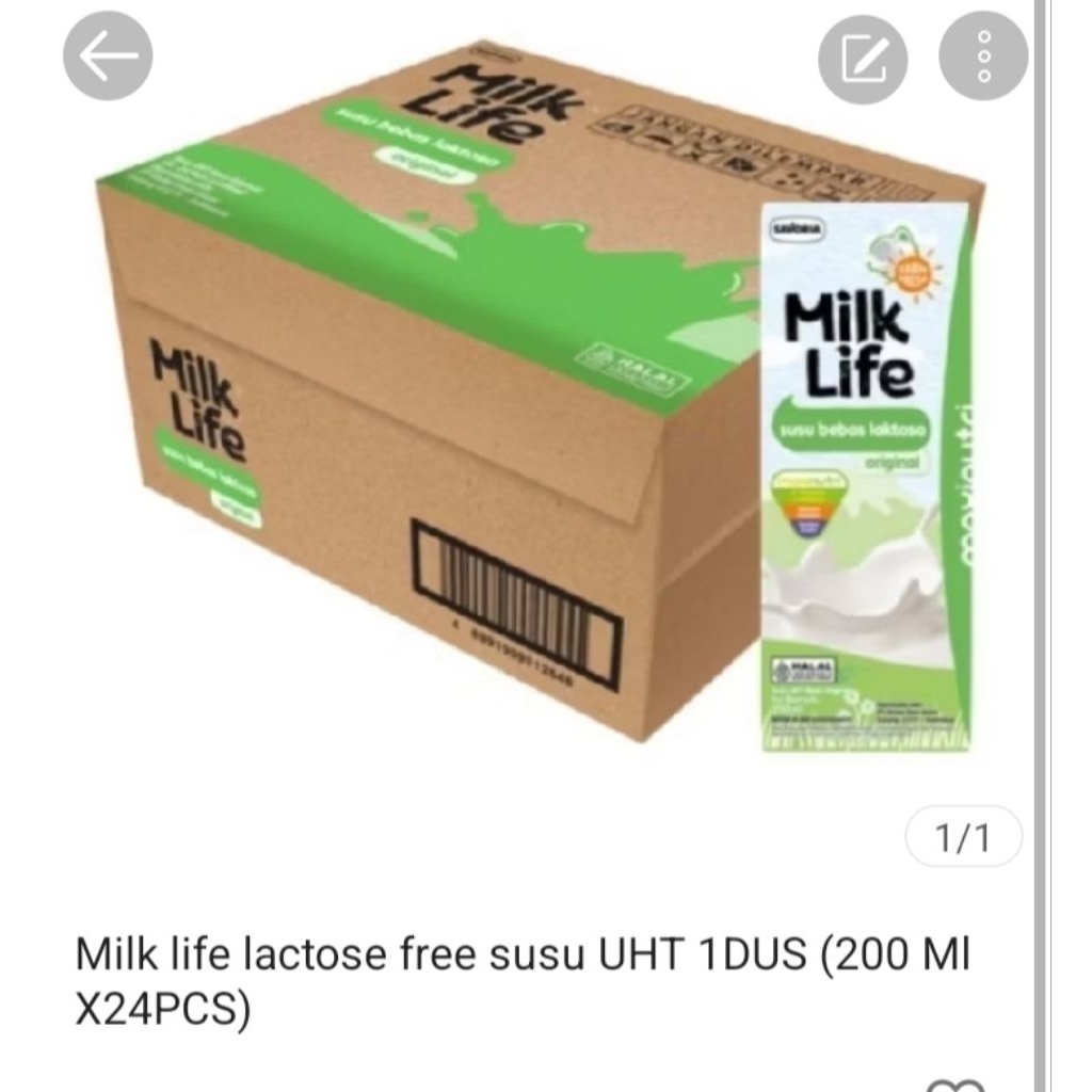 Milk life lactose free(200ml x24 pcs)/karton