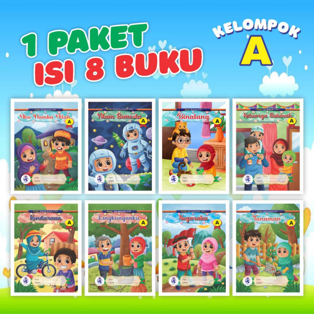 majalah tematik islami PAUD TK Ra kelompok A usia 4-5 th 1 paket 8 buku