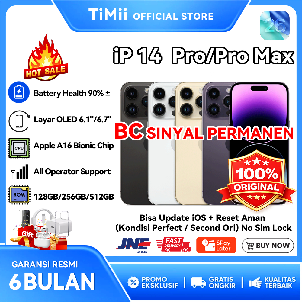 BC iPhone 14 Pro / 14 Pro Max Second inter Normal 128GB 256GB 512GB Sinyal Permanen NO Sim Lock Bisa