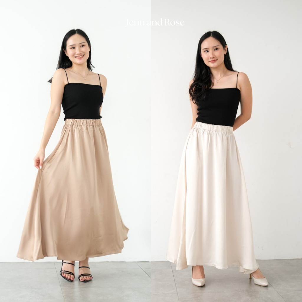 [JENN&ROSE] Rok Satin Layla Model A-Line | Flare | Bawahan Wanita