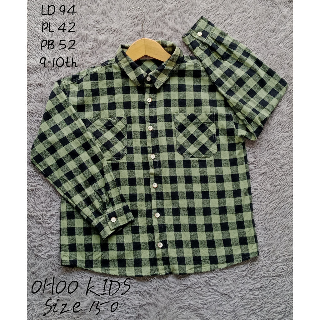 Kemeja lengan panjang flanel 9-10th OHOO KIDS