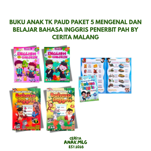 Buku Anak TK PAUD Paket 5 Mengenal dan Belajar Bahasa Inggris Penerbit PAH By Cerita Malang