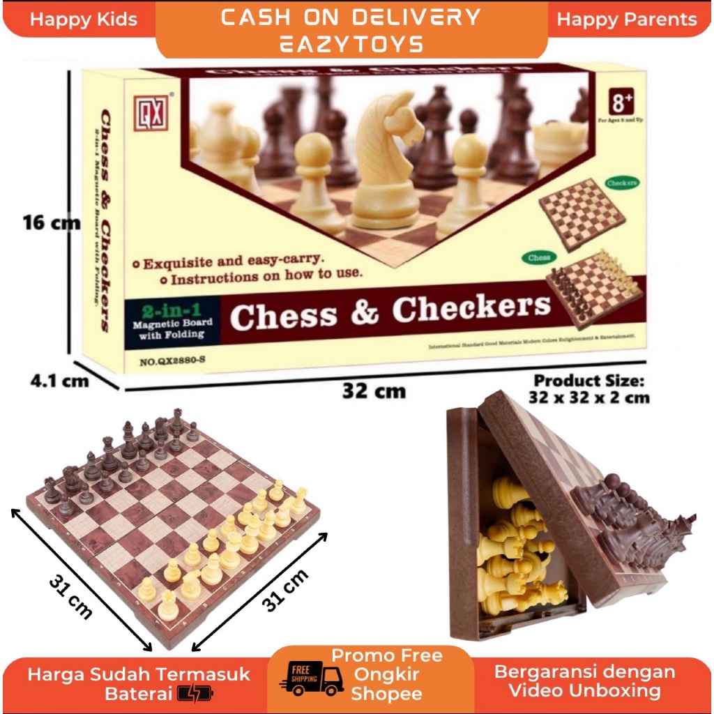 Papan Catur Magnet Lipat Folding Chess Catur Magnet Board Game Ukuran Besar