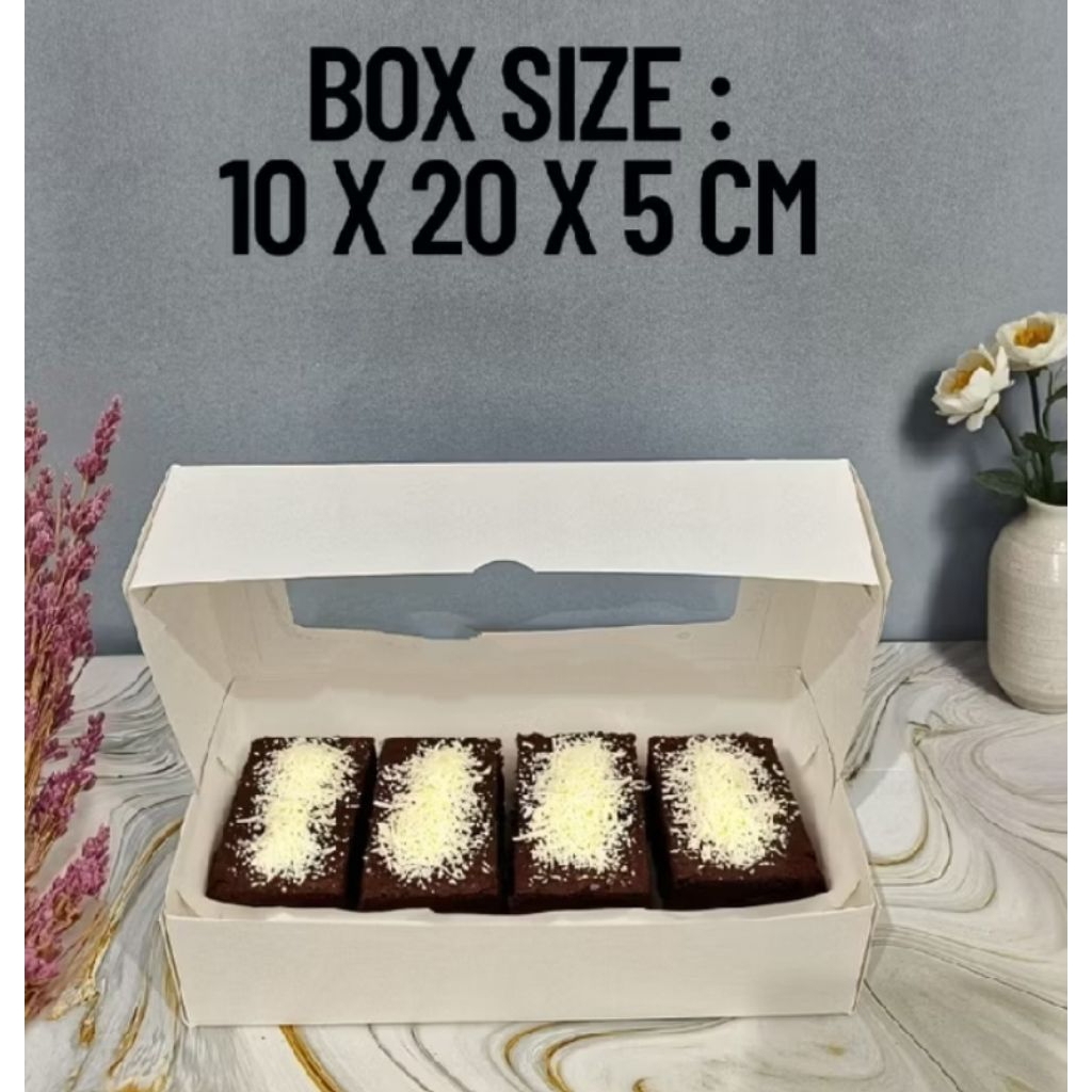 Dus Brownies (1lembar) Box 22x10x5 / Dus Brownies 20x10x5 /22x11x5 Box Brownies Jendela / Kemasan Br