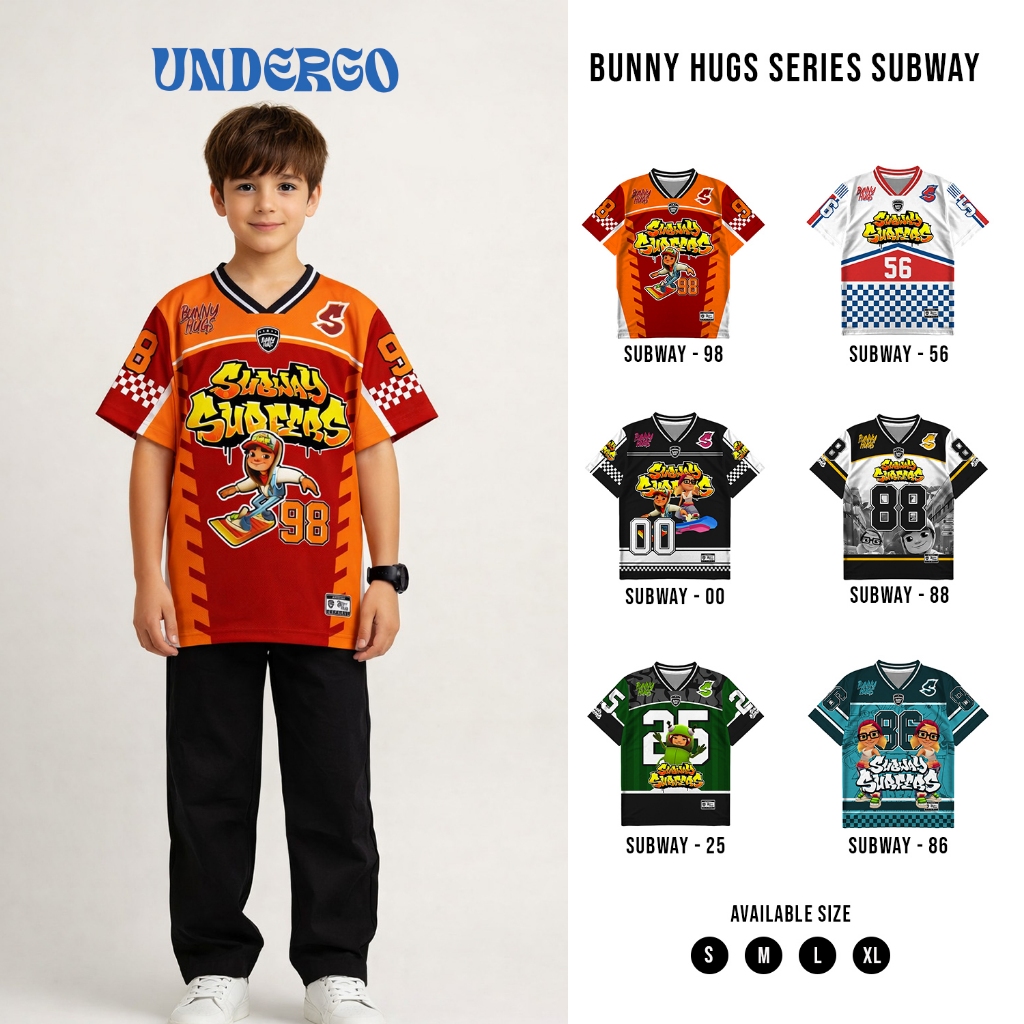 UNDERGO Jersey SubwaySurf Number 98 Jersey Anak Casual Vintage Full Printing