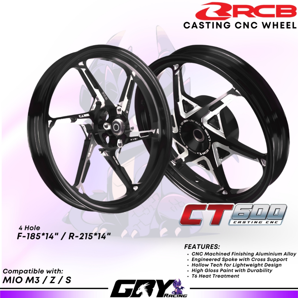 RCB Sport Rim CT600 185x14 & 215x14 – Velg Racing Mio M3 S Z Xride Ring 14 Original Asli RCB