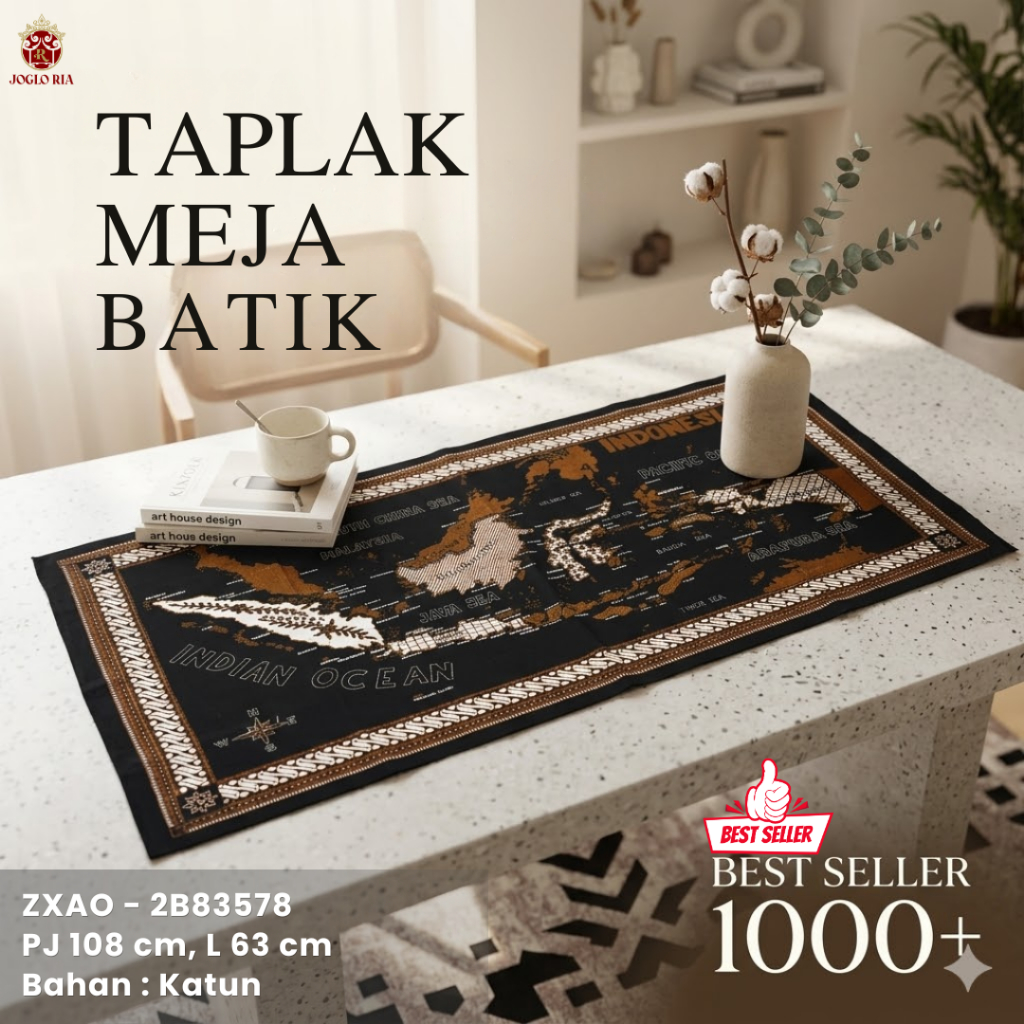 Taplak Meja Batik Motif Peta Unik Cantik Estetik Taplak Dekorasi Rumah Kekinian | Ria Batik Solo