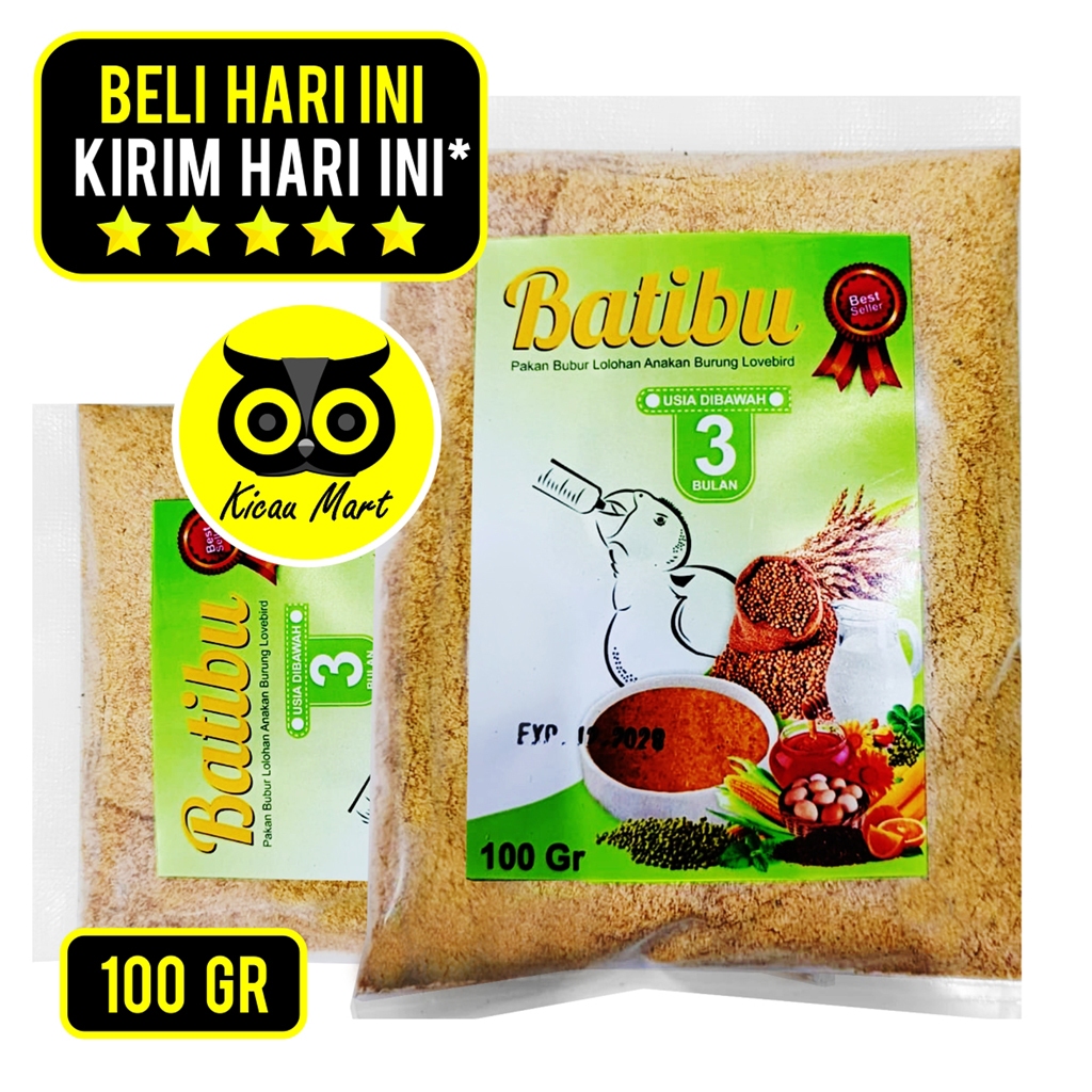 KICAU MART Formula Batibu 100 Gram Pakan Bubur Lolohan Loloh Makanan Anakan Piyik Piyek Bayi Burung 