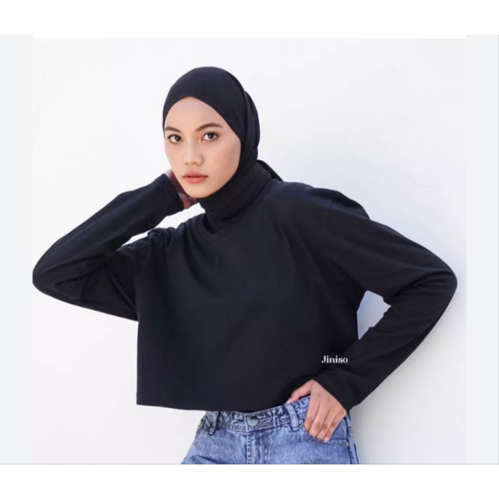 JINISO - Kaos Lengan Panjang Crop Top