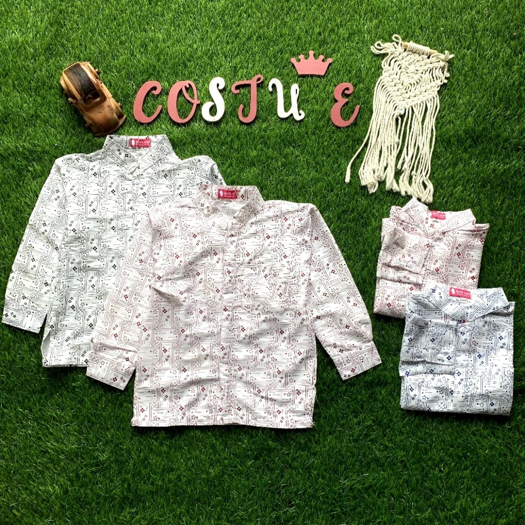 BATIK COSTUME Kemeja Koko Anak Alvin Bahan Katun motif Pagar Lengan Panjang