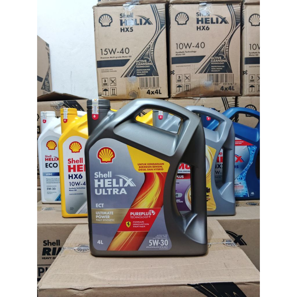 Oli Mesin Mobil Shell Helix Ultra SAE 5W-30 Kemasan 4 Liter. Bensin & Solar Diesel