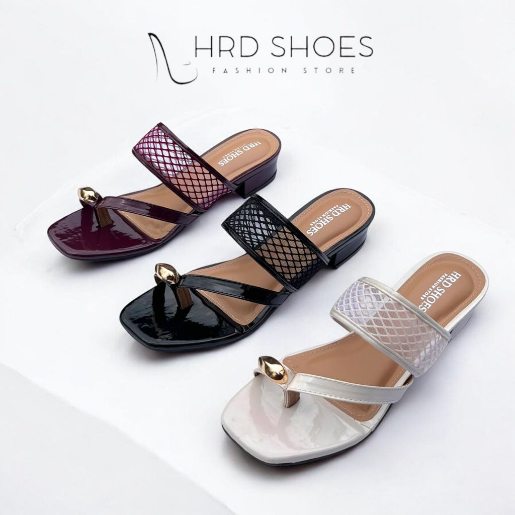 Heels Wanita Jepit Jaring 3 cm | Sandal Wanita Hak 3 CM  | Heels Jaring Shoes High