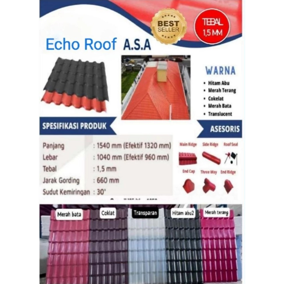 Genteng UPVC 1040x1540 Tebal 1.5 MM