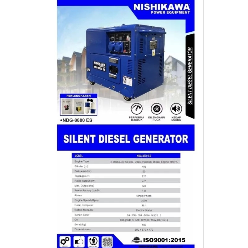 NISHIKAWA GENSET DIESEL SILENT NDG-8800 ES 5000WATT SILENT DIESEL GENERATOR