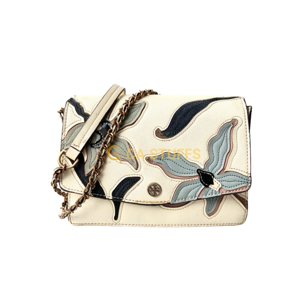 Preloved Tory Burch TB Robinson Applique Floral Convertible Shoulder & Sling Bag