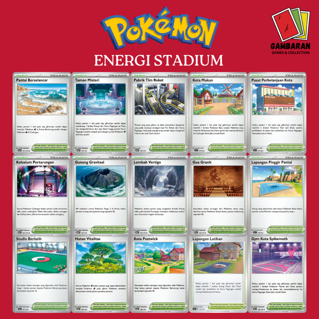 Kartu Energi Stadium Trainer Pokemon Indonesia TCG