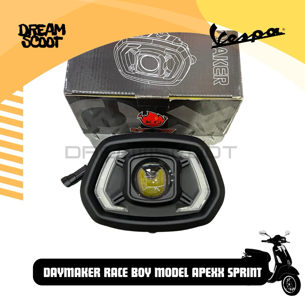 Headlamp Daymaker RACE BOY Model Apexx Vespa Sprint Vespa Matic Daymaker Vespa Headlamp Vespa Matic 