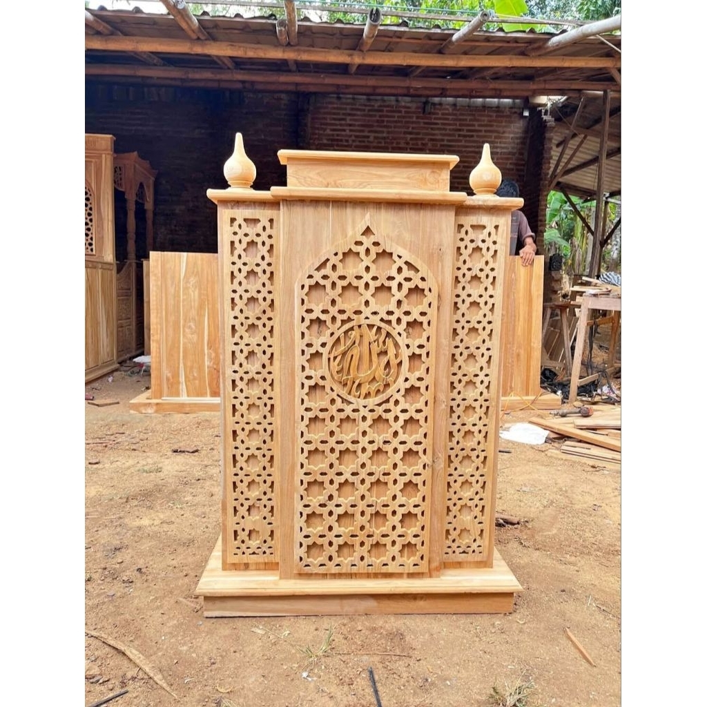 Podium Mimbar Masjid Minimalis Kayu Jati - Mentahan