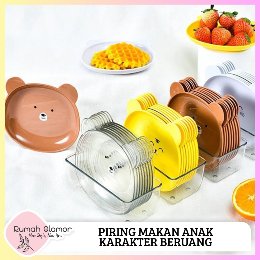 Piring Makan Anak Berbentuk Beruang Lucu / Piring Lucu /Piring Snack / Piring makan unik tempat wada
