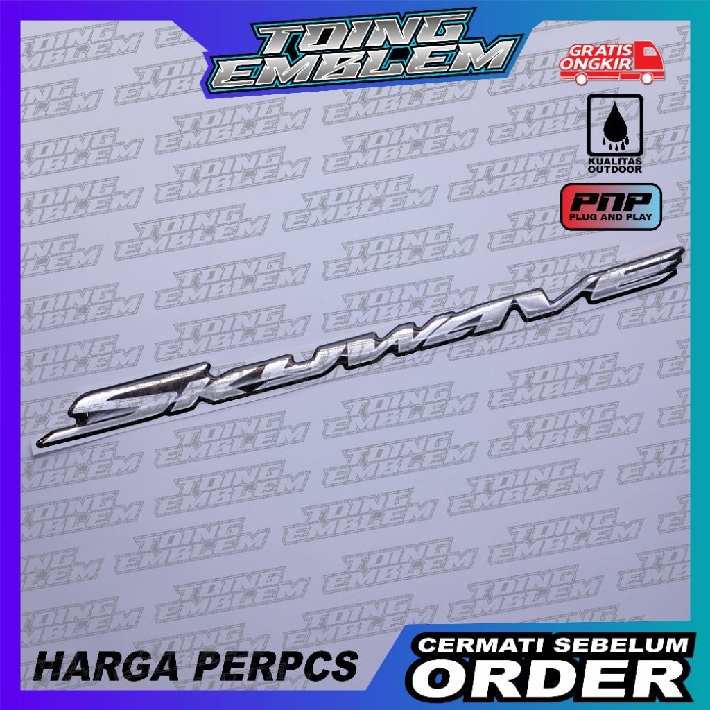 Emblem Suzuki Skywave 125 ukuran 22cm / Emblem Skywave 125 / Emblem Suzuki Skywave Titanium - SILVER