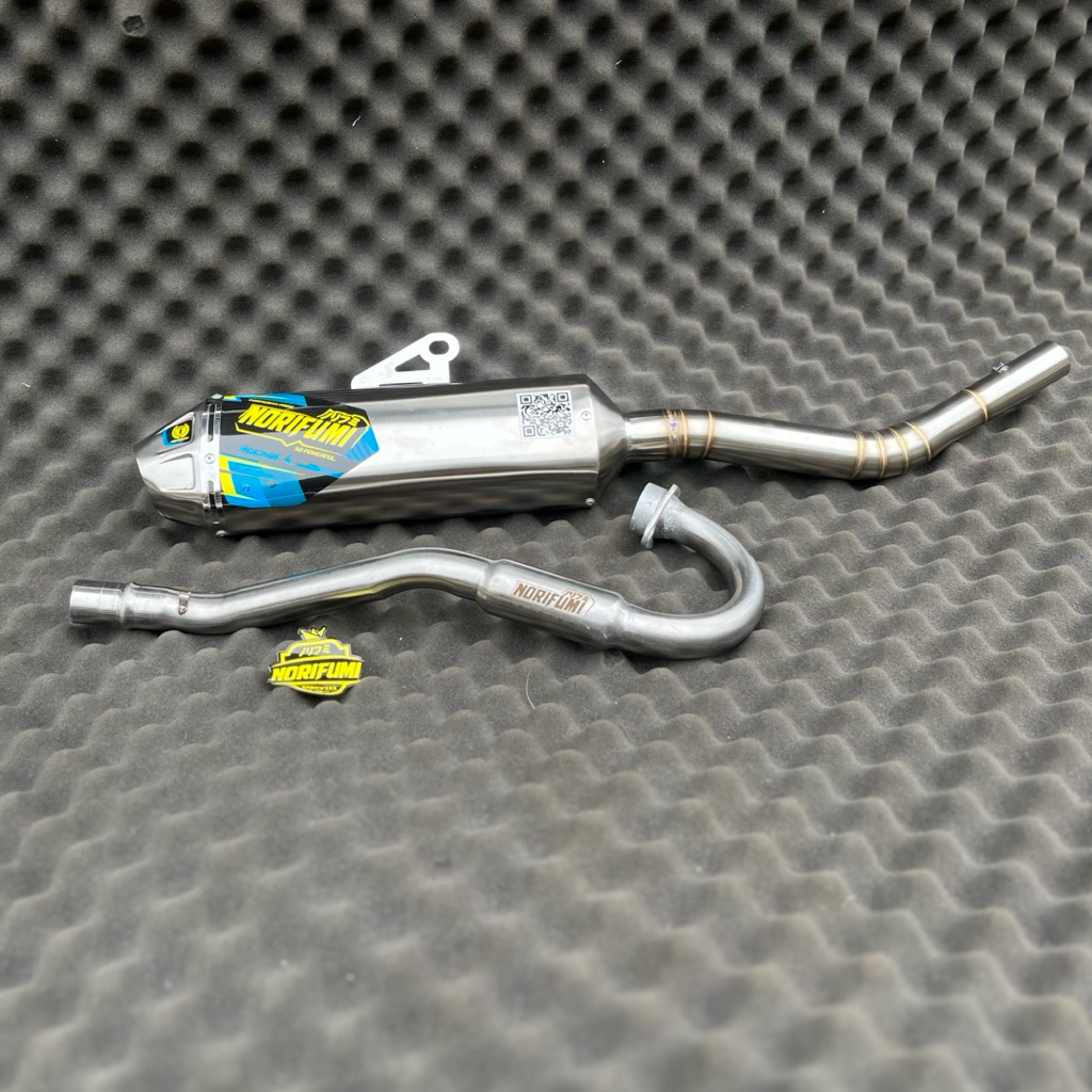 Knalpot Norifumi Roket 4 Stainless biru suara bass adem pnp tinggal pasang