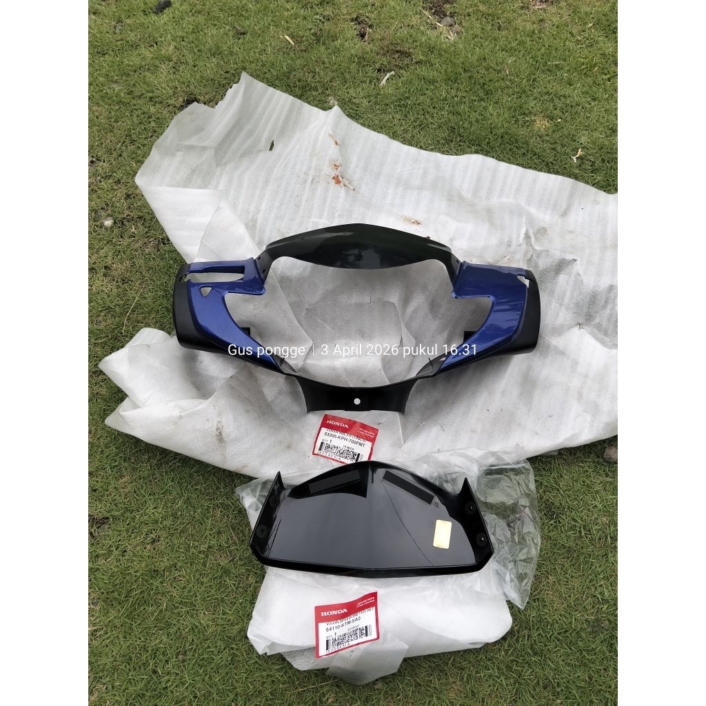 COVER BATOK KEPALA DEPAN HONDA SUPRA X 125 OLD SET VISOR BIRU ORIGINAL AHM