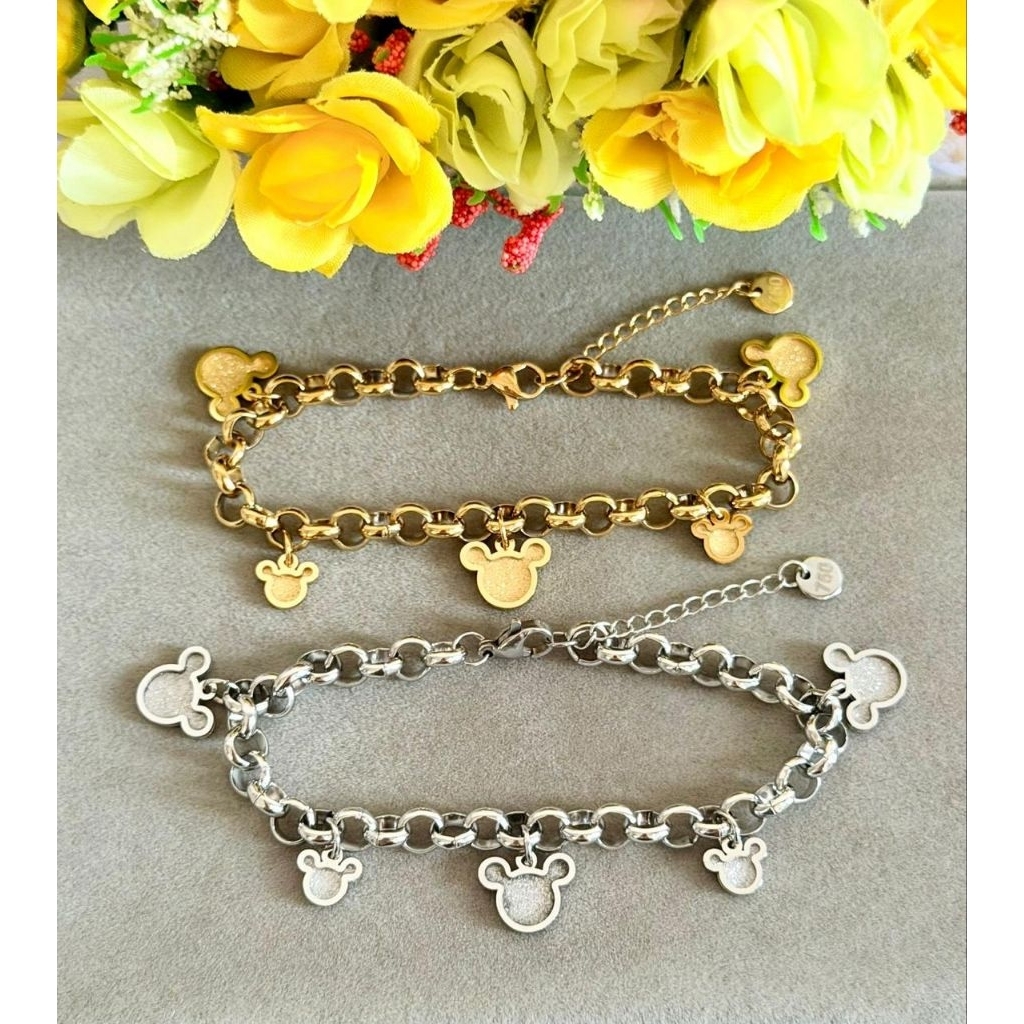 Gelang titanium juntai rantai donat kecil