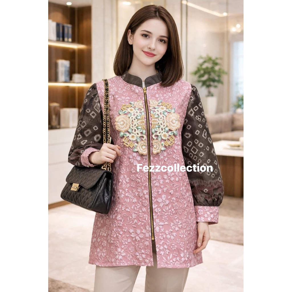 atasan jumputan full furing tricot