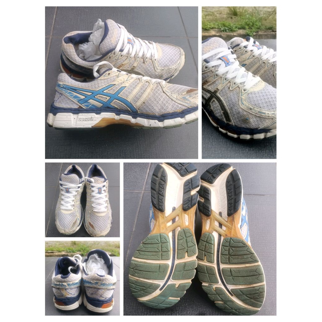 Sepatu Voli-Running ASICS Gel-Kayano 20 second | Putih Biru | Size 43 Insole 27.5cm | Kondisi Tempur