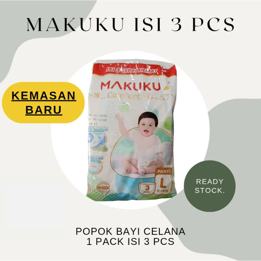 Pampers Bayi Makuku Comfort Fit Renceng Paket 32 Sachet (96 Pcs) / Popok Bayi Makuku Comfort Fit Ren
