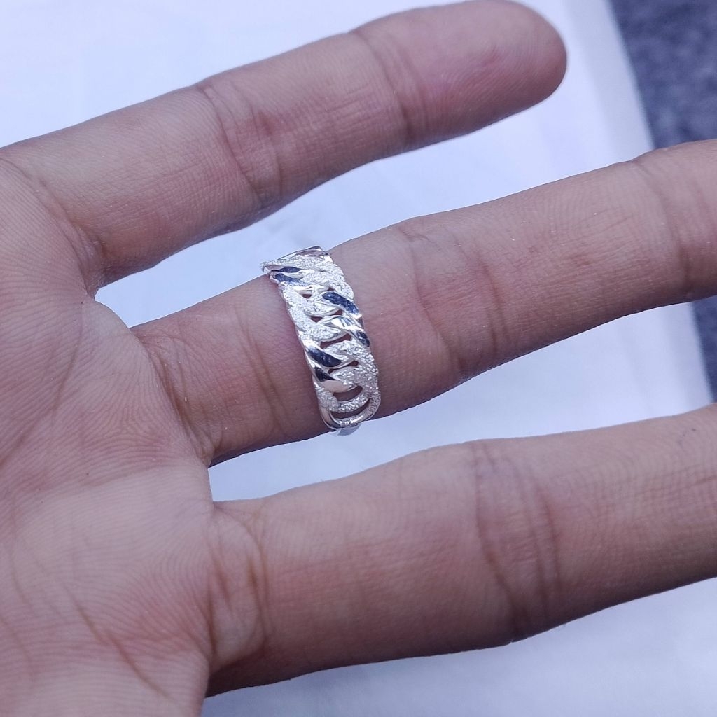 Cincin perak sisik naga double perak asli murni