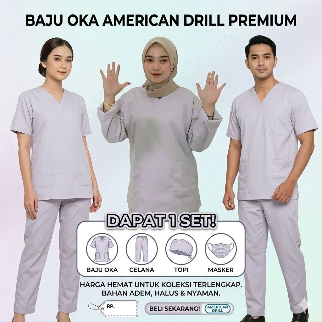 baju jaga oka ok PUTIH american drill