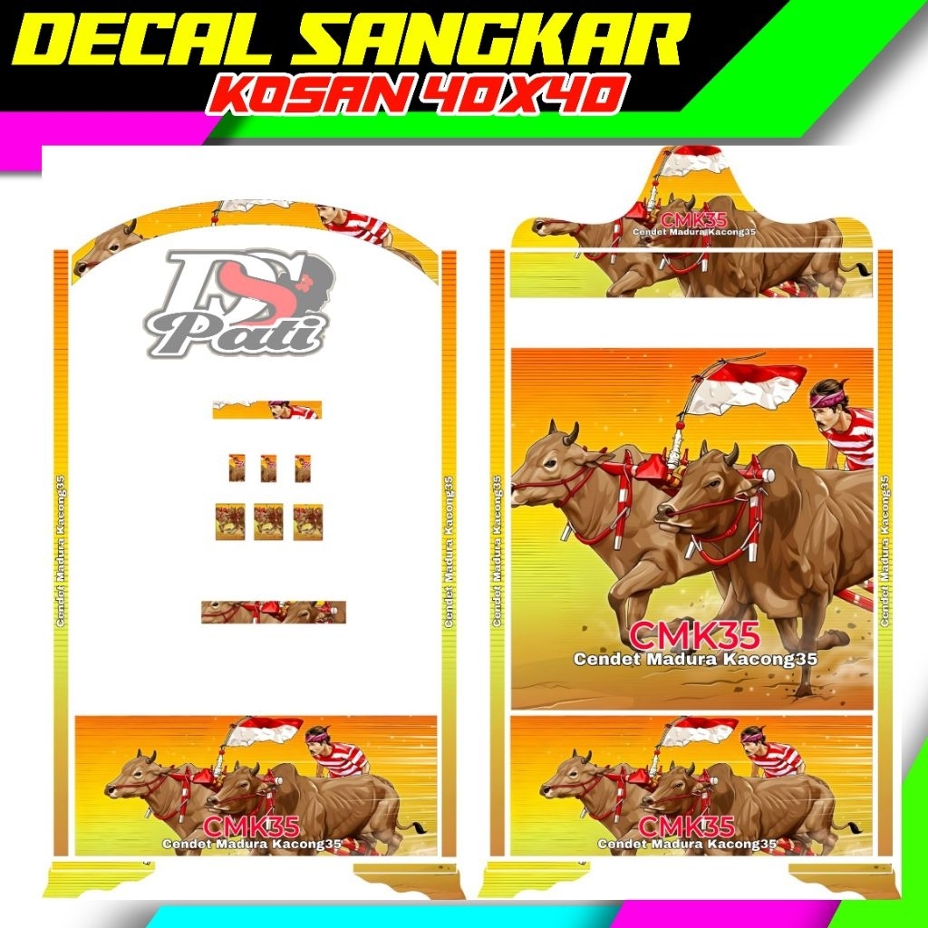 STIKER DECAL SANGKAR KOSAN UKURAN 40X40