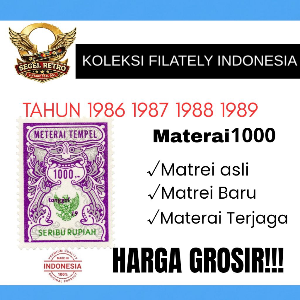 MATERAI 1000 TAHUN 1985 1986 1987 1988 1989