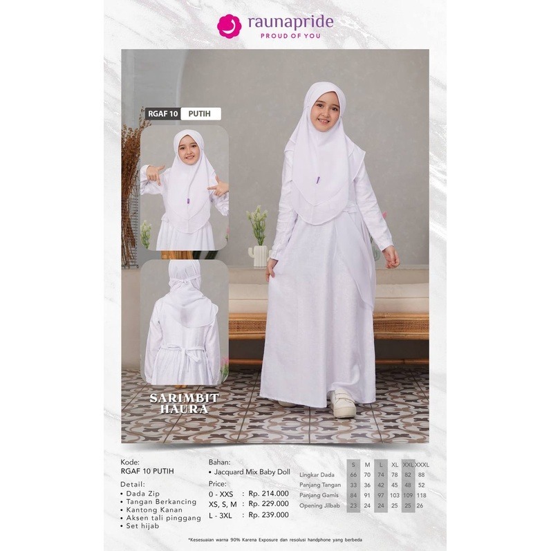 New Arrival Gamis Sarimbit Keluarga Rauna 10 Putih
