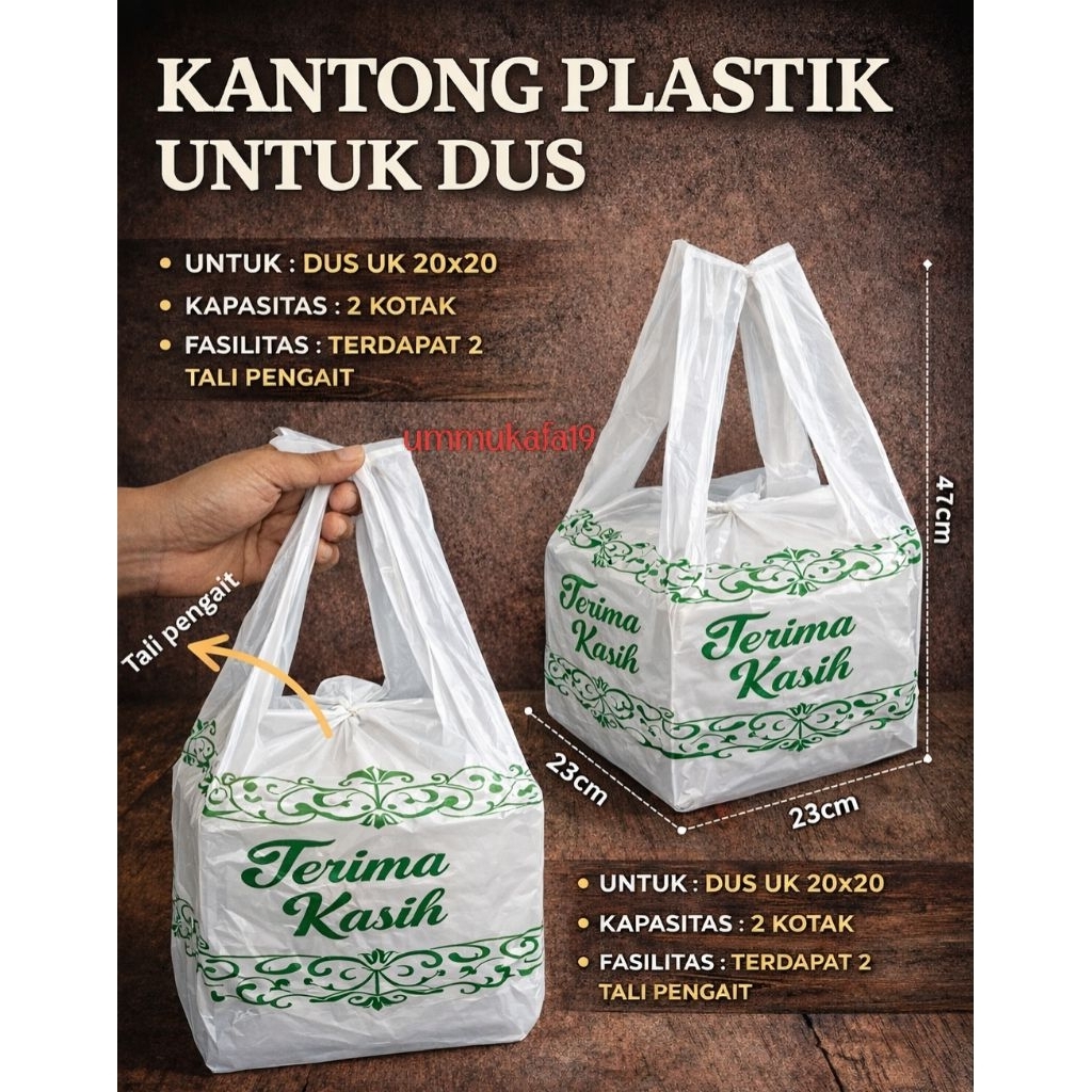Kantong Plastik Untuk Dus / Box Makanan | Kresek Catering Pegangan Kuat | Muat 2 Kotak