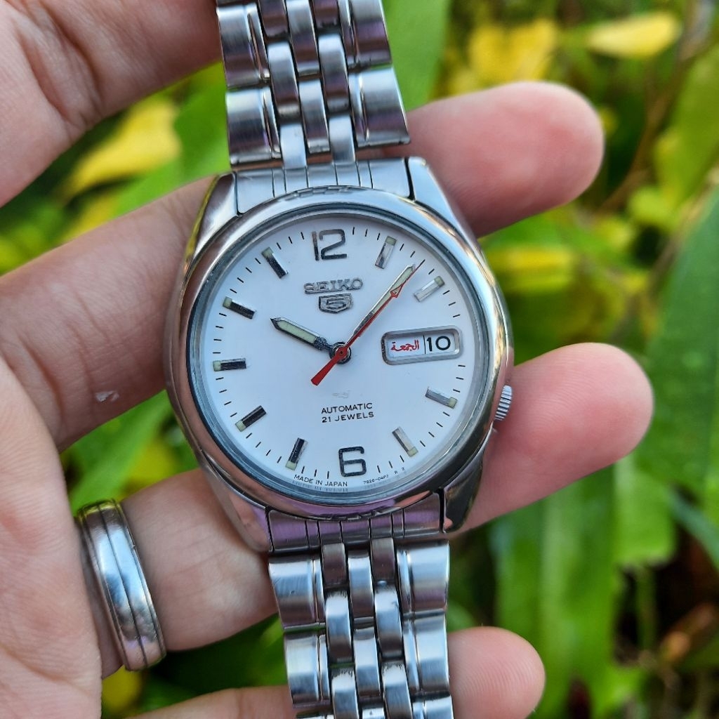 Seiko 5 Automatic SNK385K1 White Putih Sunbrust Dial 7s26-01V0 SNK385 Not SNXS73K1