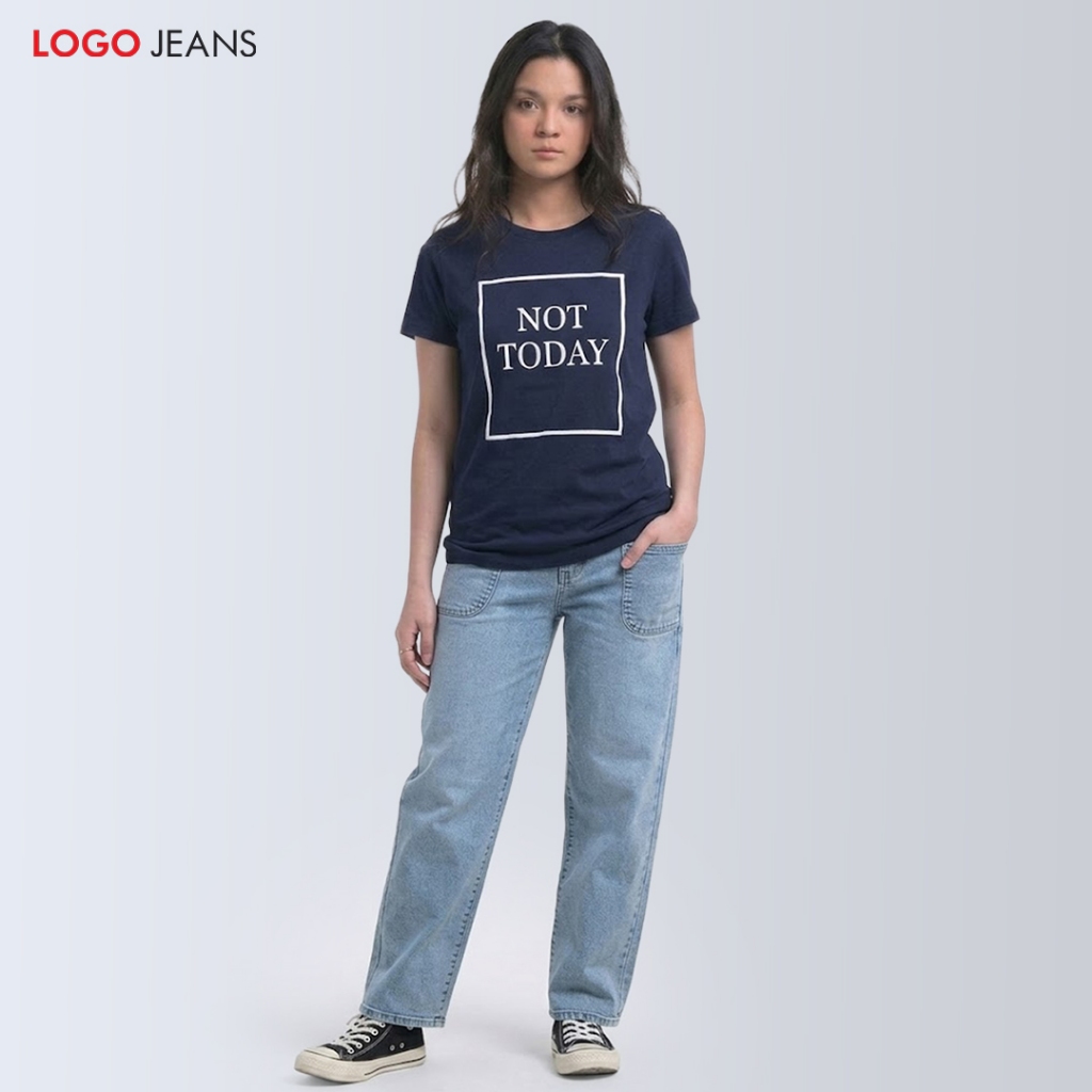 Logo Jeans Kaos Wanita Chic Navy 12569L4NA