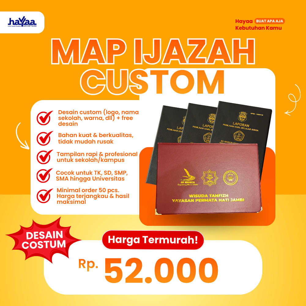 Map Ijazah Custom | Kulit Imitasi | Tulisan Timbul - Hayaa Adv