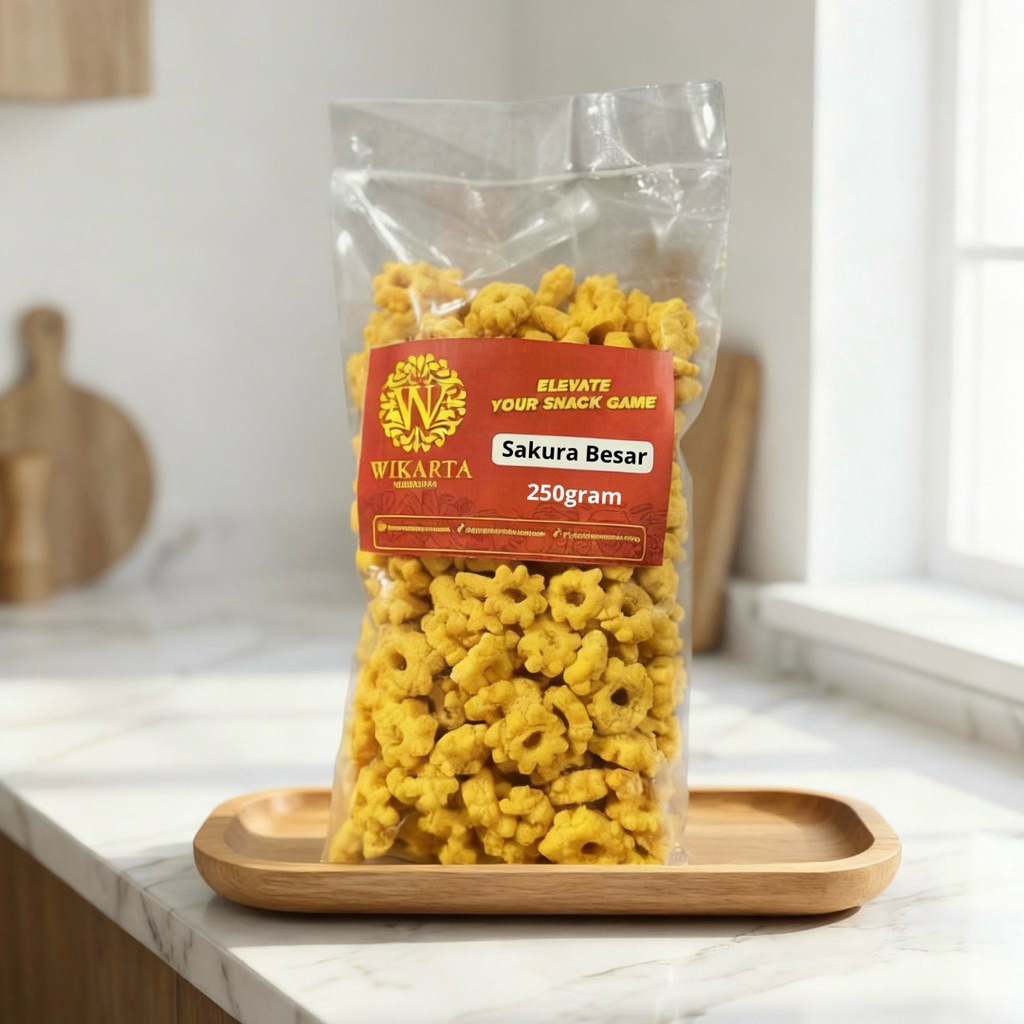 SNACK SAKURA BESAR tipis kembang sakura asin kiloan 250GRAM camilan Snack sakura besar