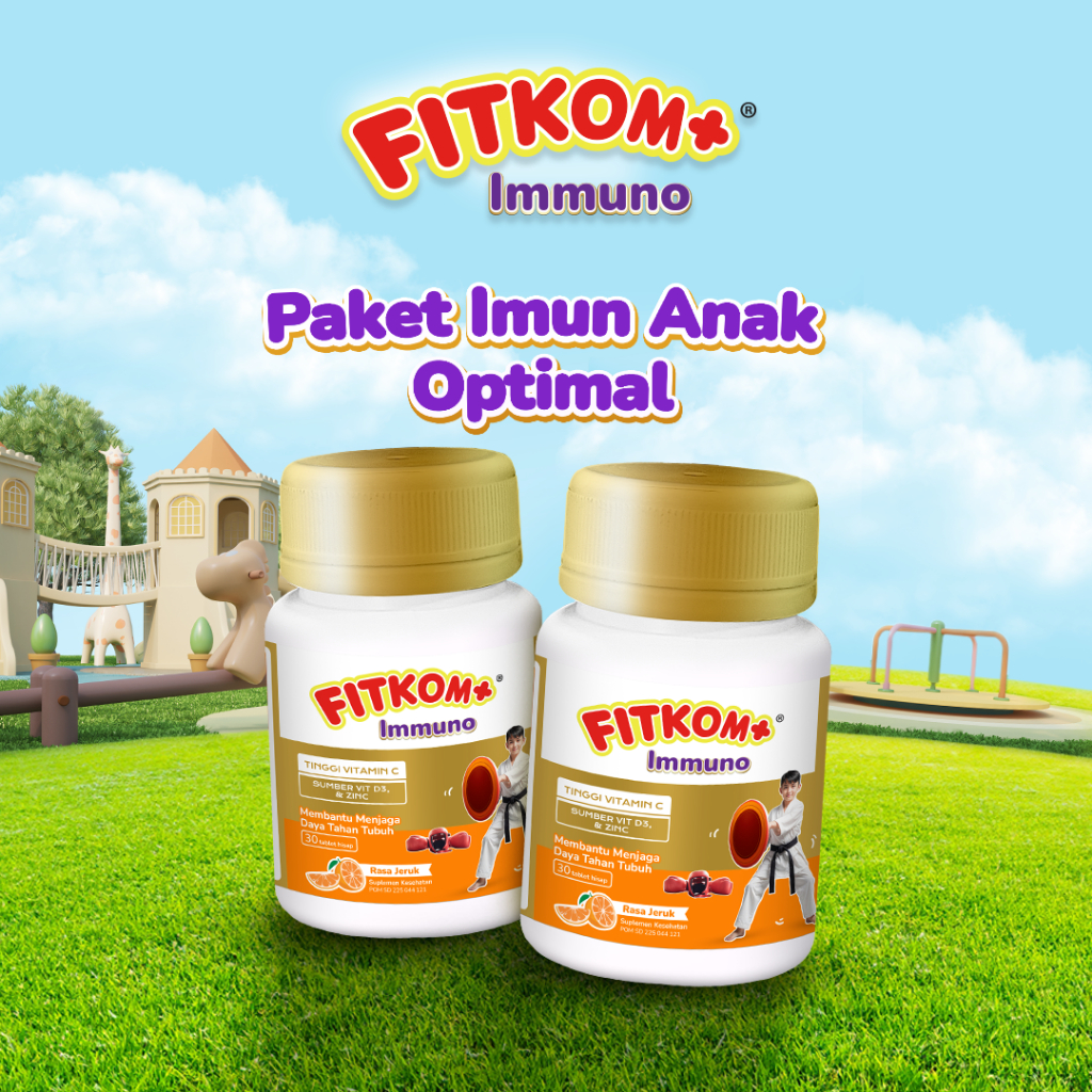 Fitkom+ Immuno Tablet Hisap Suplemen Membantu Jaga Daya Tahan Tubuh Sumber Vitamin, Tinggi Vitamin C