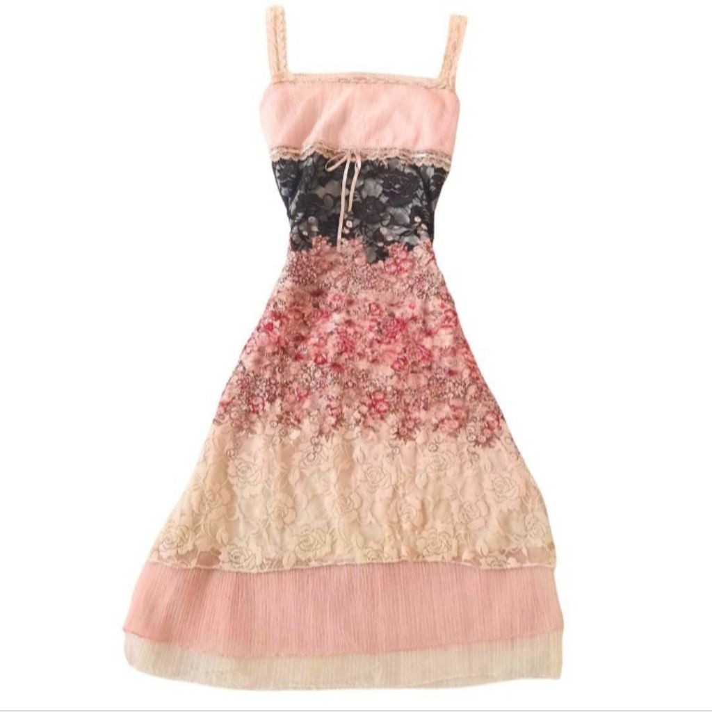 Pink Lace Dress Top Piyama Sleep Wear Dollete Kawaii Lolita Jirei Kei Y2k Acubi Morikei Milkmaid Liz