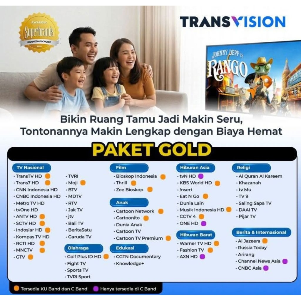 Voucher Paket Isi Ulang Nusa Gold 90 Hari Minipack Tanaka Nusantara HD Transvision