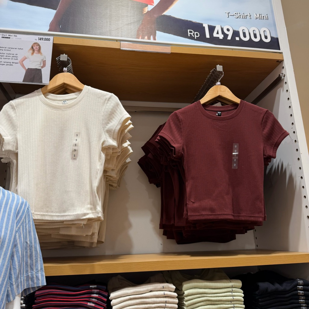 t-shirt mini rib uniqlo crop