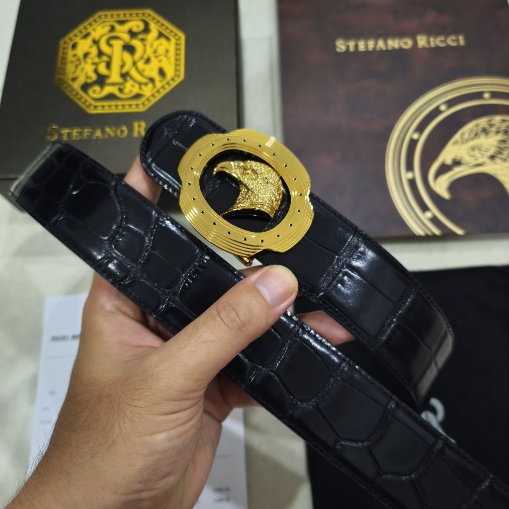 Ikat pinggang StefanoRicci polished Crocodile Belt