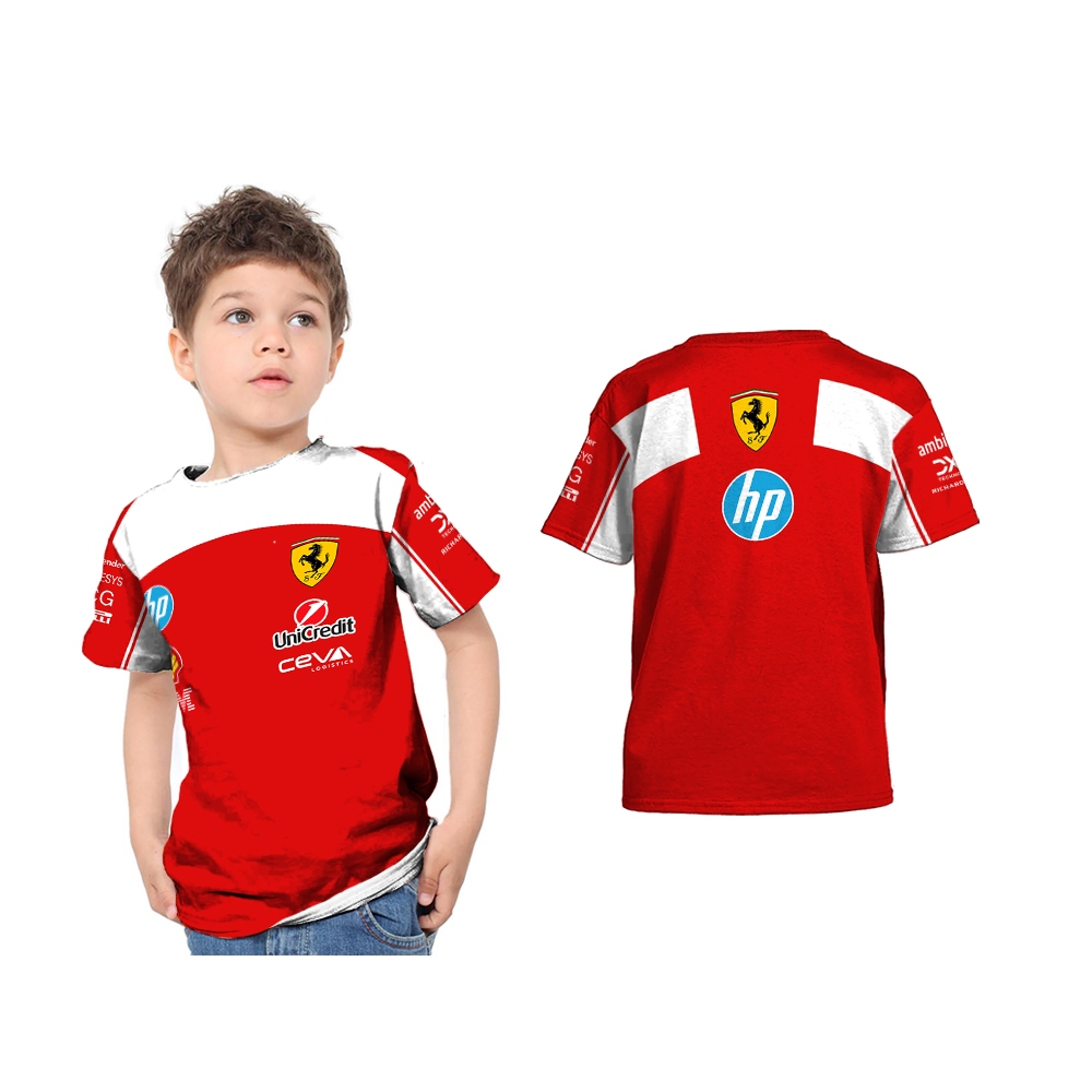 Baju Kaos Tshirt Anak Jersey F1 Ferrari 2026 Driver & Team Version Balap Formula 1 Custom Full Print