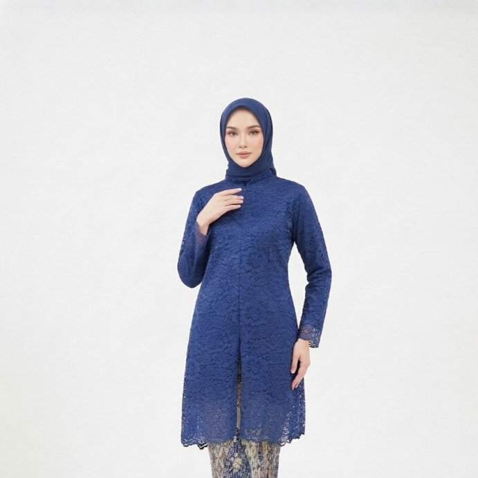 atasan kebaya tunik brokat/baju atasan wanita terbaru/tunik kerah sanghai/tunik busui mewah elegan