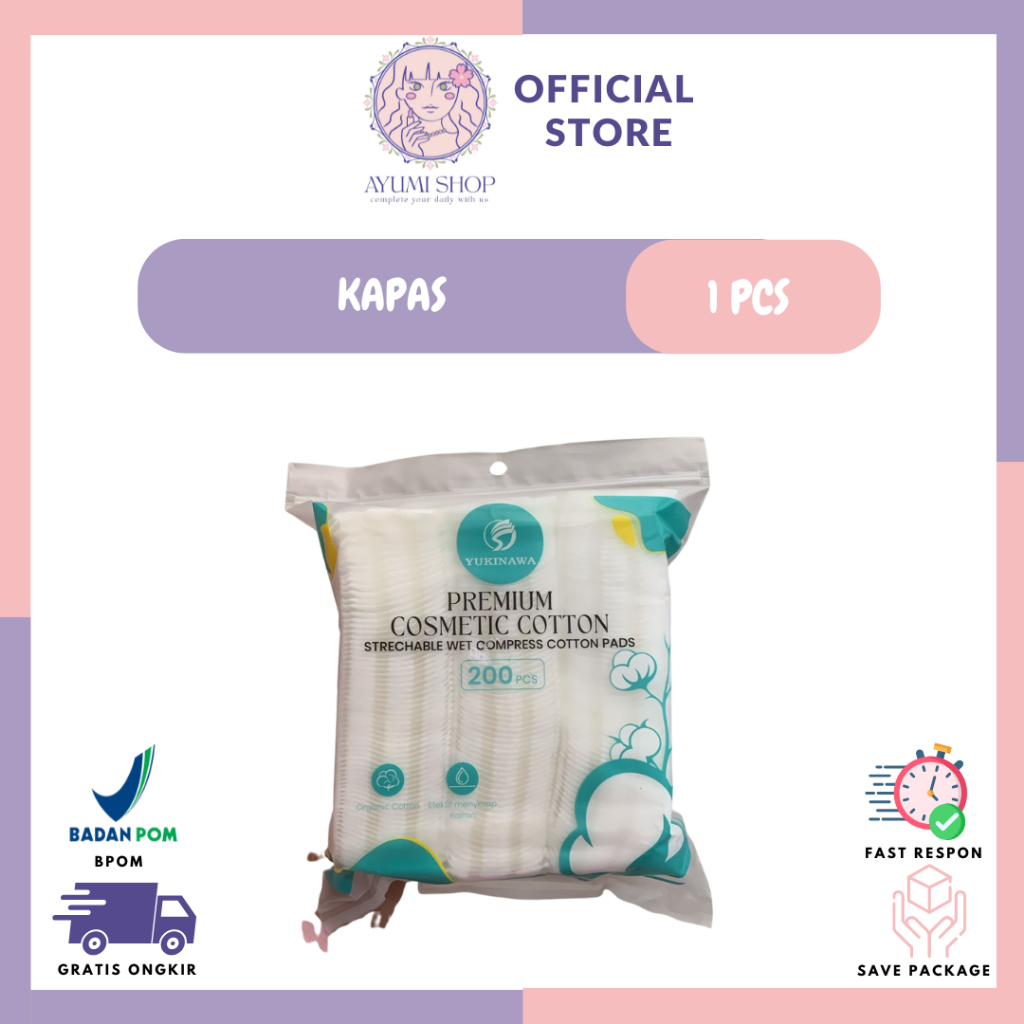 AYUMI SHOP Yukinawa Cutton Pad/Kapas Premium Wajah Merk Yukinawa 200 pcs
