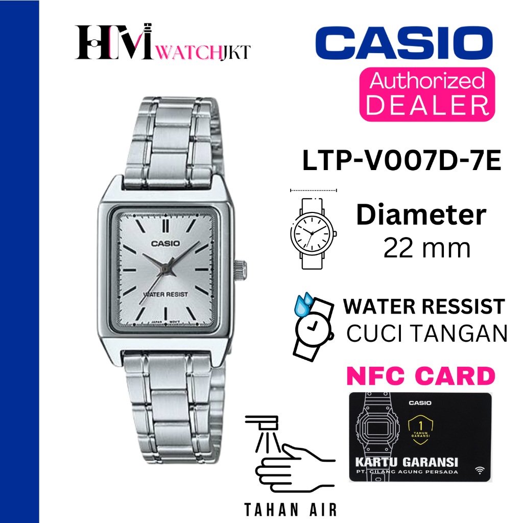 CASIO LTP-V007D-7EUDF Jam Tangan Wanita Original Analog Rantai Antiair LTP-V007D-7E ltpv007