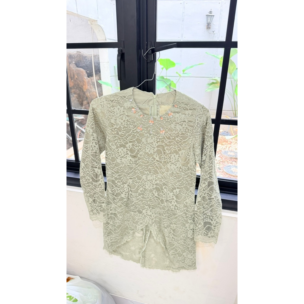 Kebaya Brukat Brokat Green Hijau Home Made Tailor Baju Kondangan Wanita